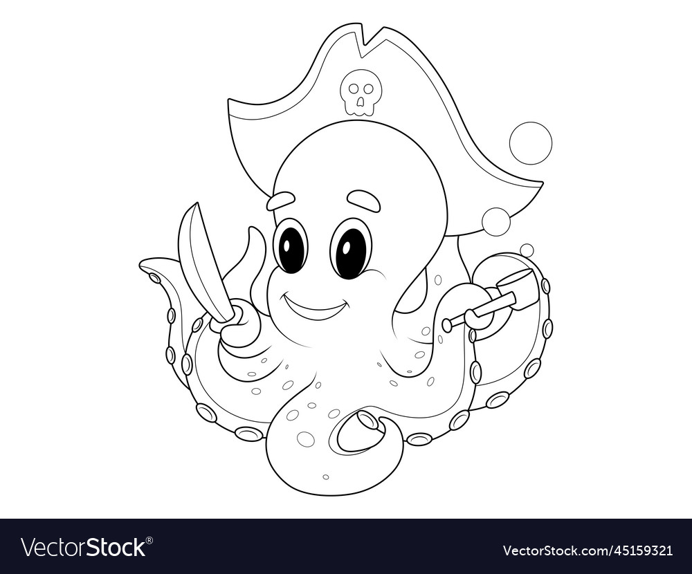 Isolated character a child octopus pirate