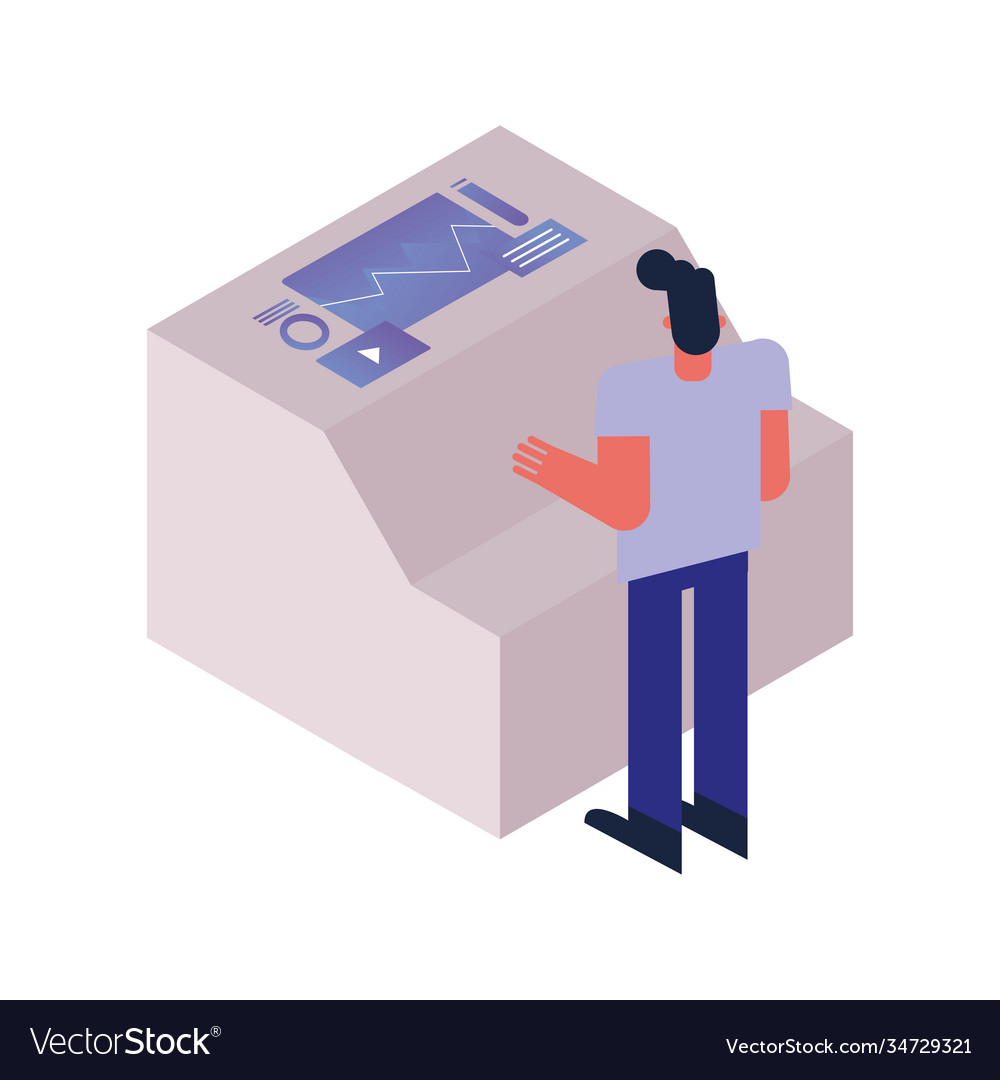 Man using machine technology icon