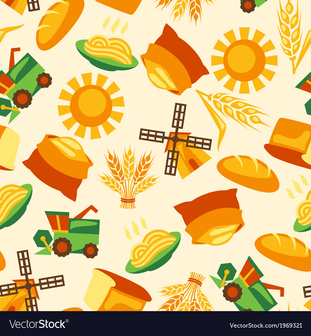 Seamless pattern with agricultural objects