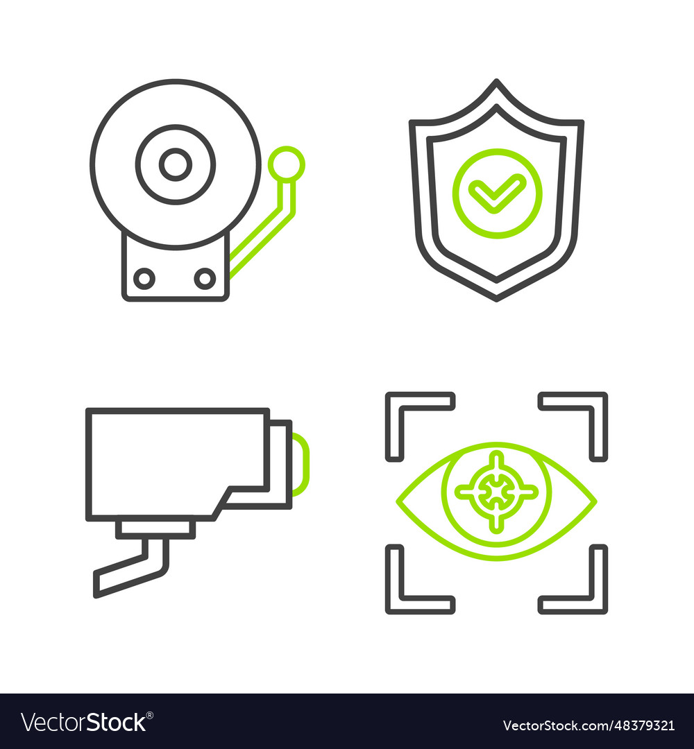 Set line eye scan security camera shield vector image Set line eye scan security camera shield