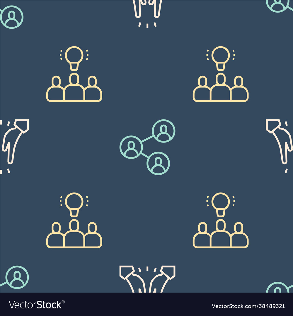 Set line informal greeting project team base vector image Set line informal greeting project team base