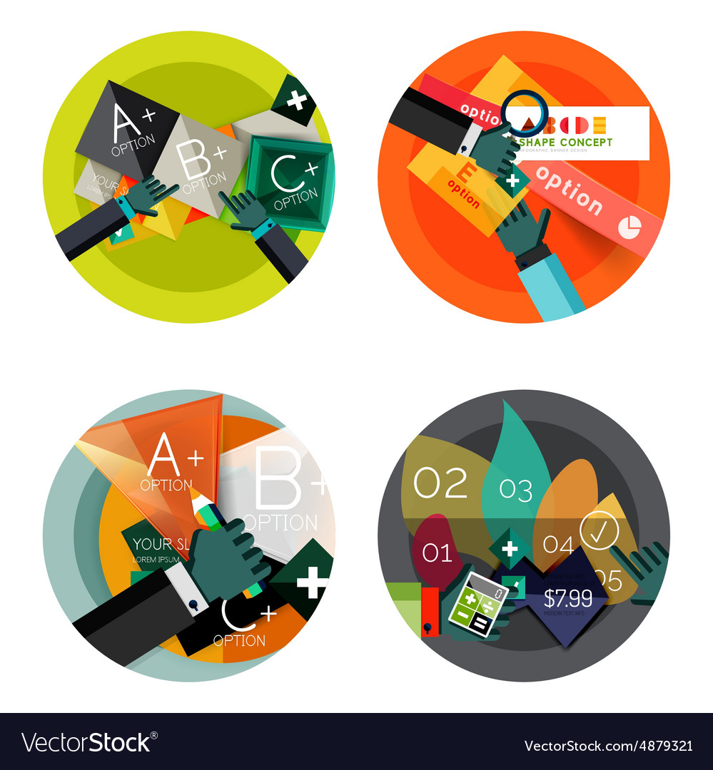 Set of flat design circle option infographics