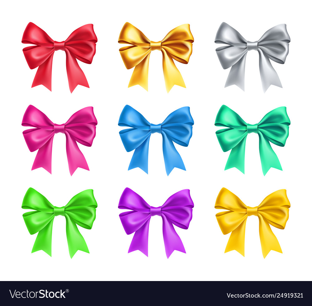 Shiny decorative gift bows with ribbons Royalty Free Vector