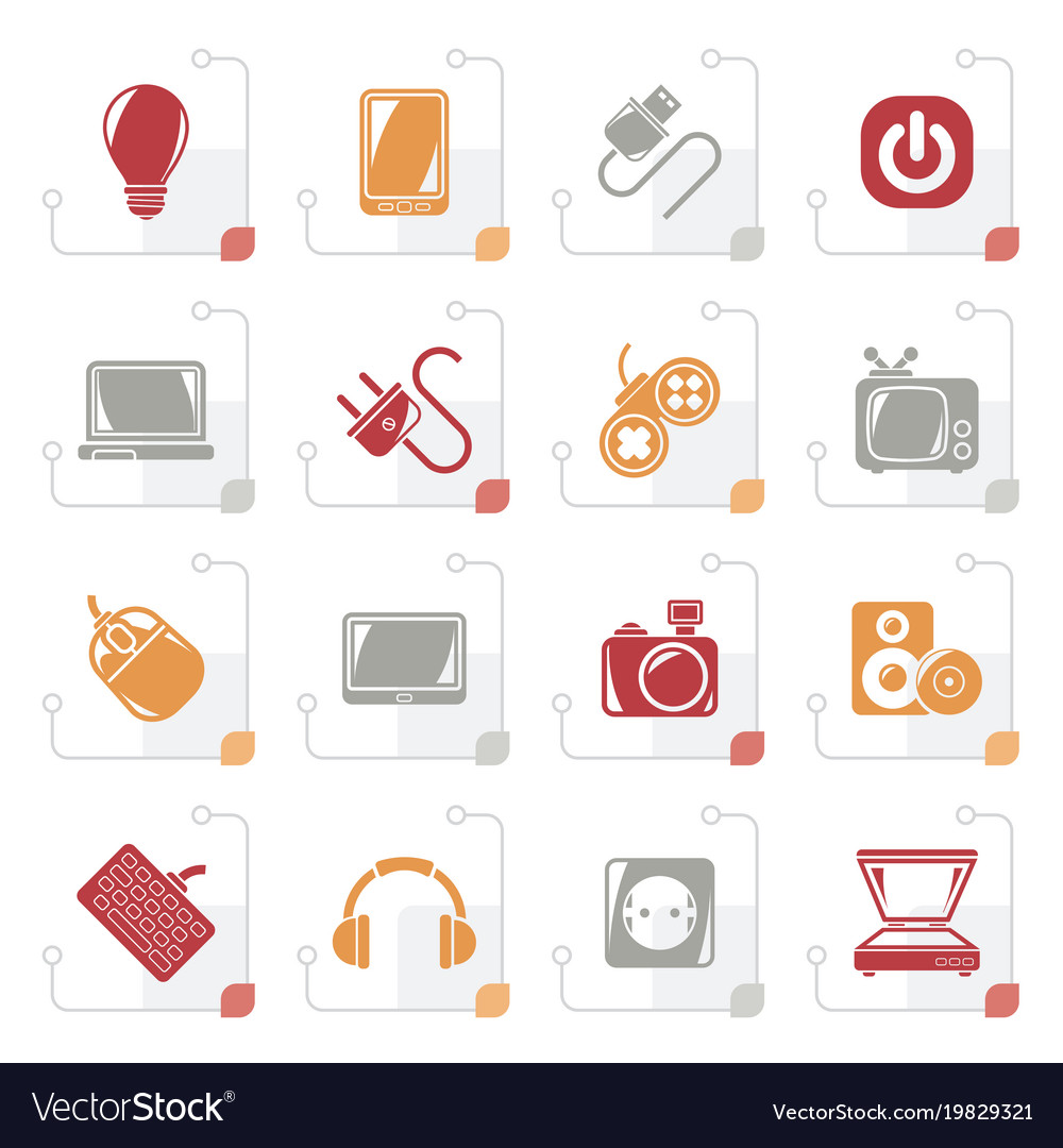 Stylized electronic devices objects icons