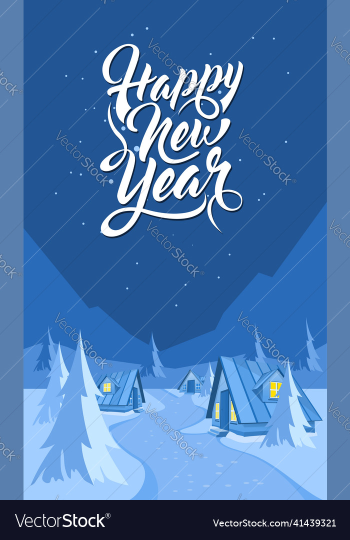 Winter landscape background with text happy new