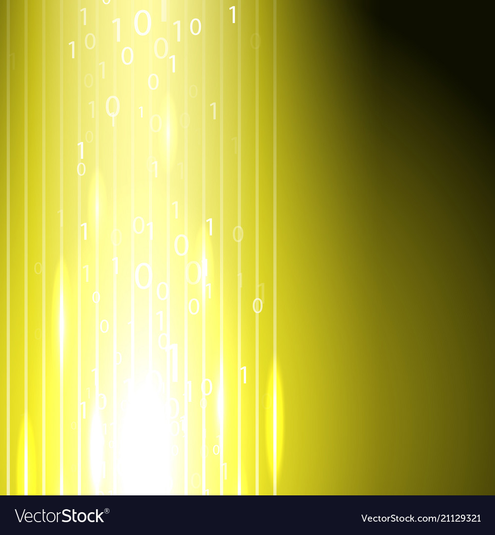 Gelber Hintergrund mit Binärcodestrom vector image Gelber Hintergrund mit Binärcodestrom