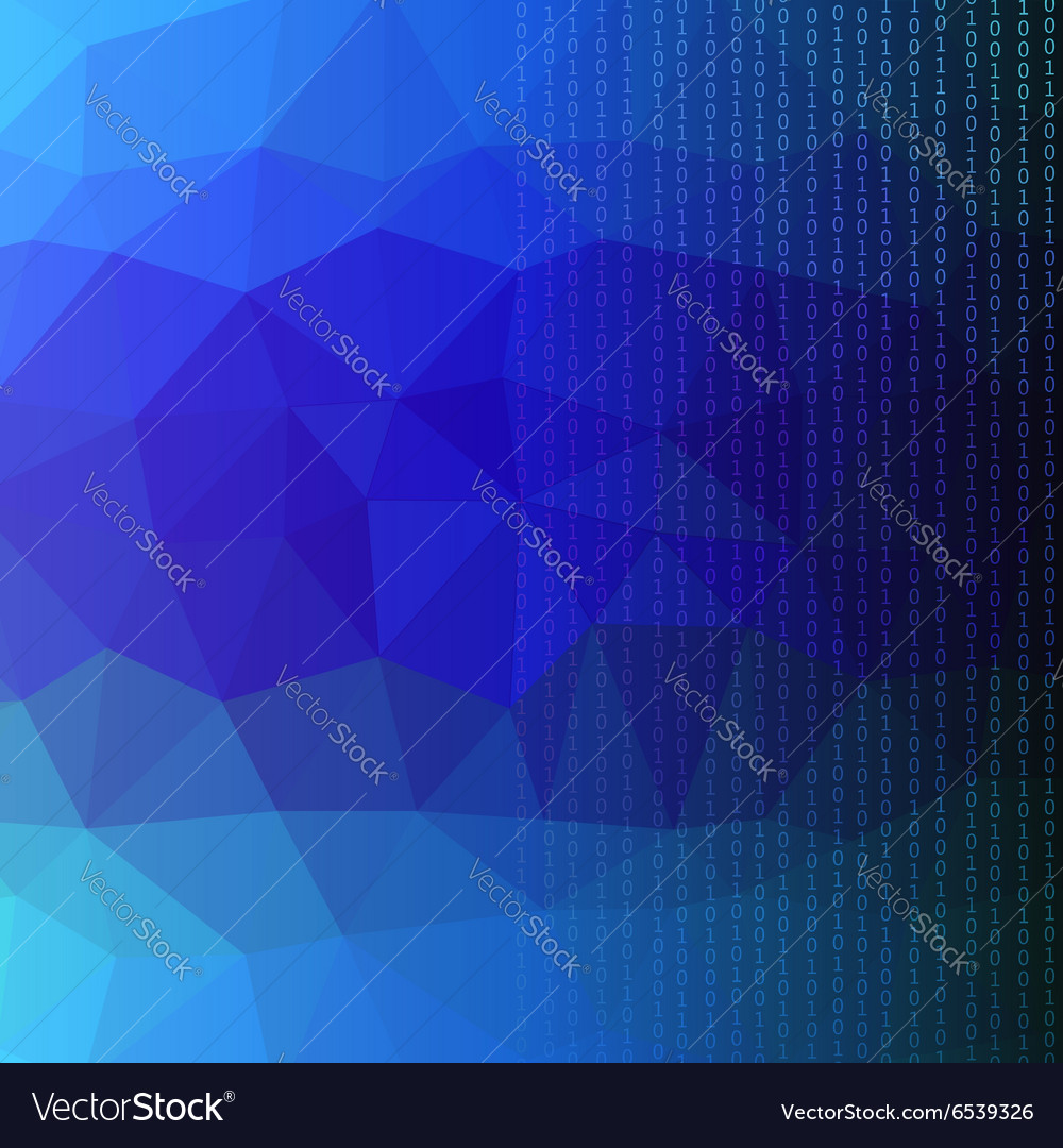 Binary code blue polygonal background