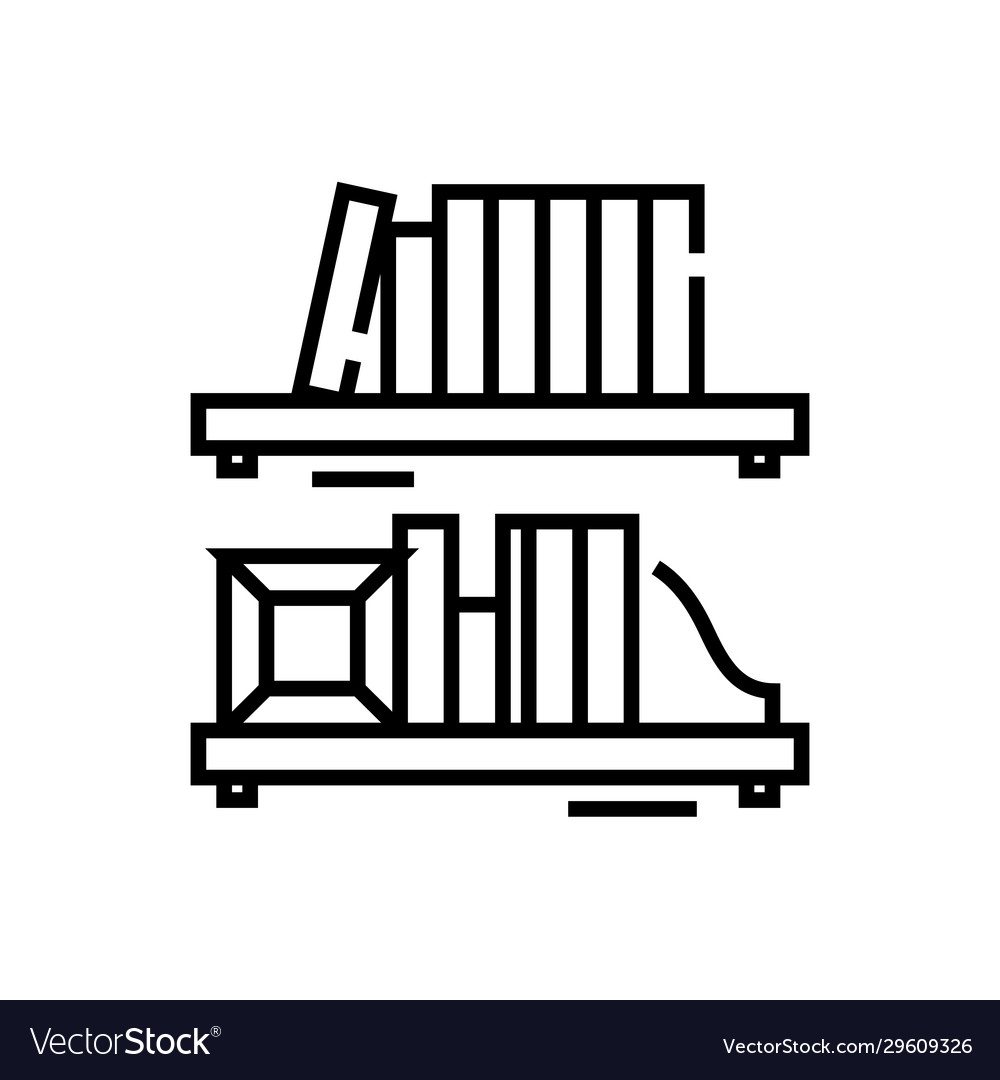 Book shelf line icon concept sign outline