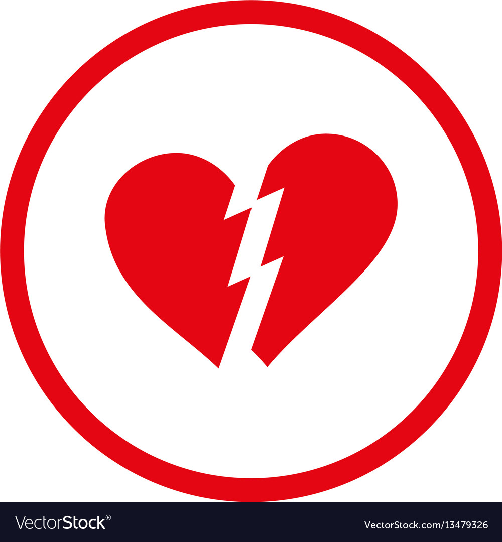 Broken heart rounded icon