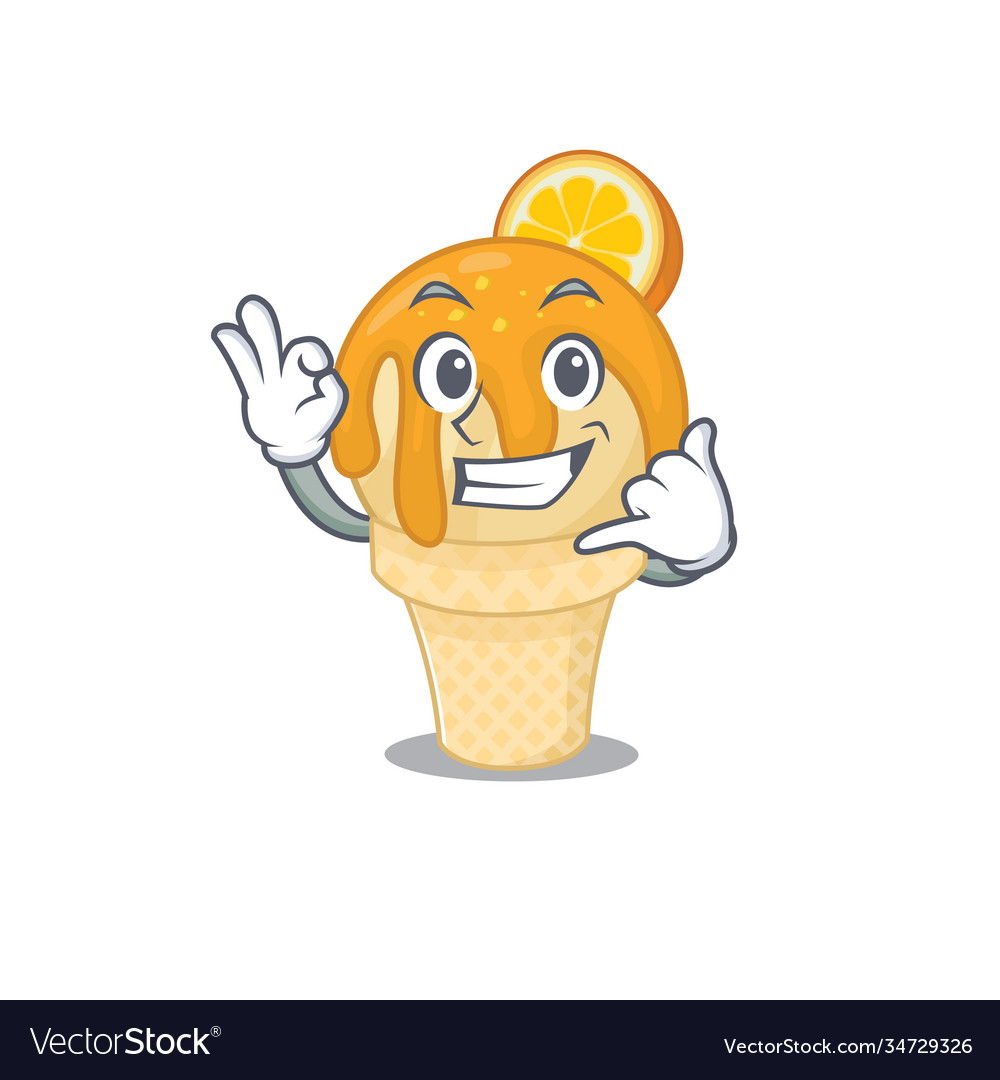 Cartoon design orange ice cream with call me