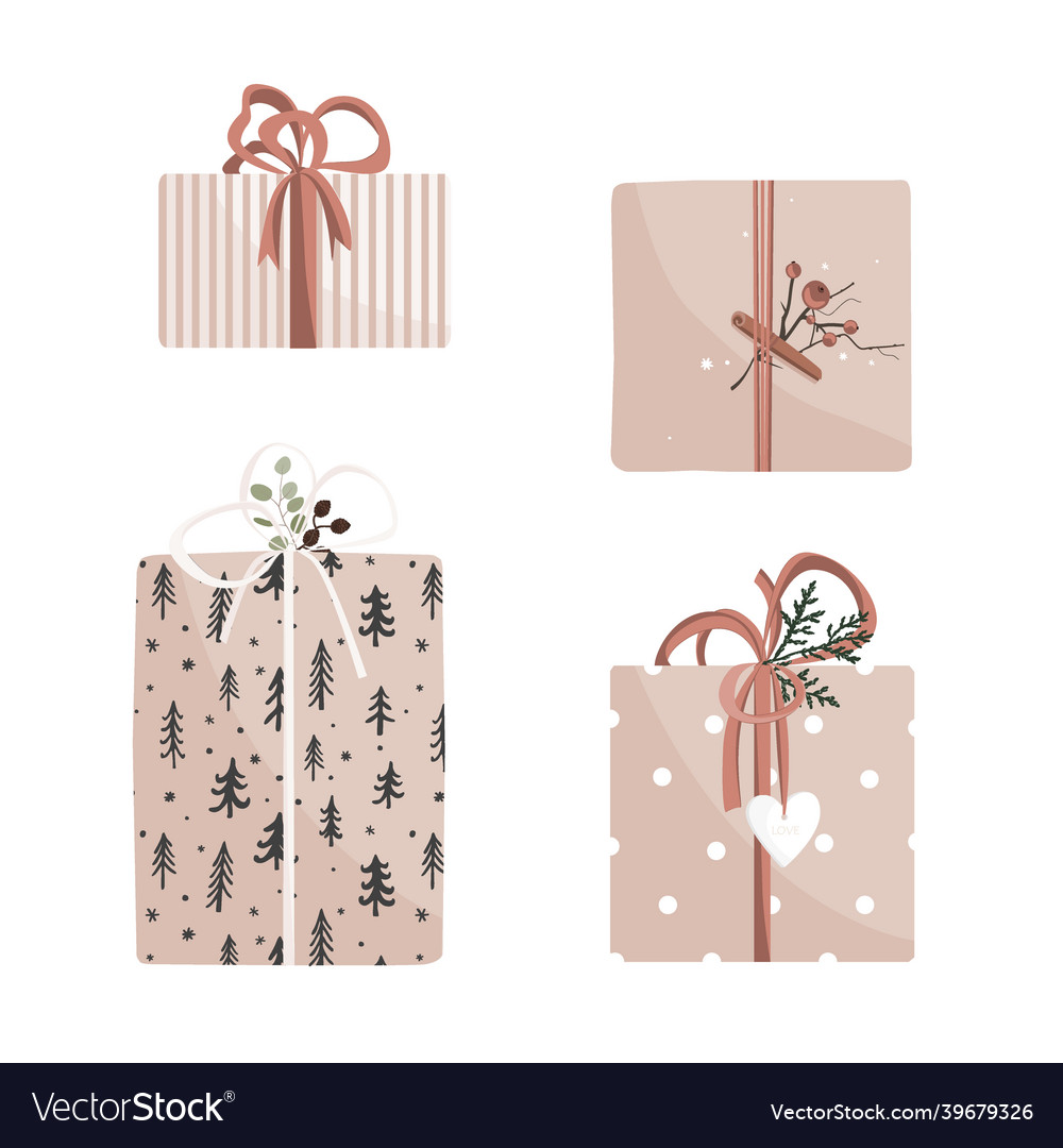 Christmas gifts set xmas presents vector image Christmas gifts set xmas presents
