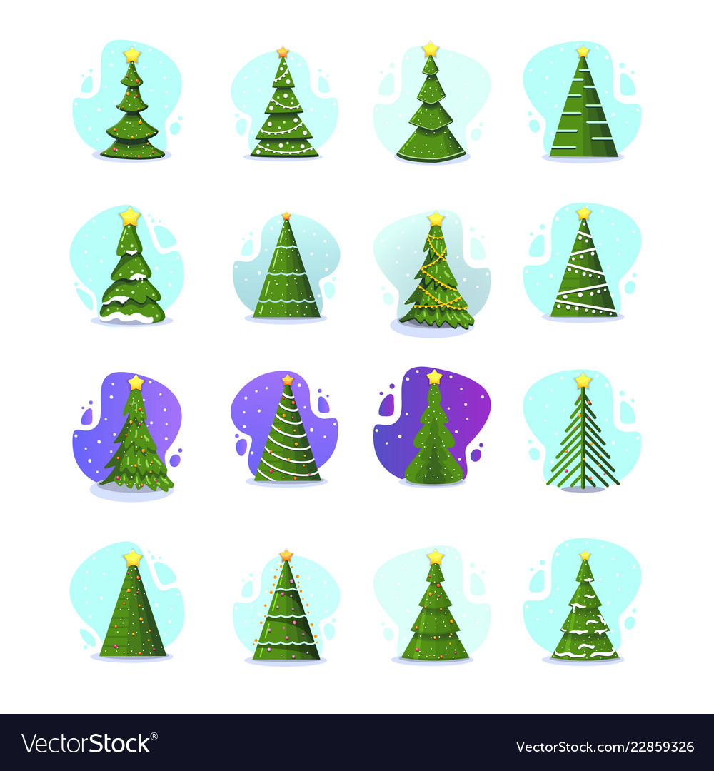 Christmas tree in different styles set vector image Christmas tree in different styles set