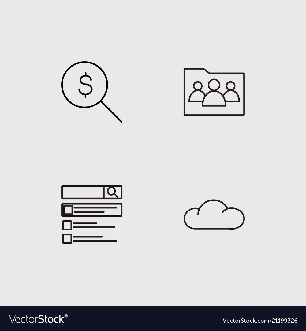 Data analytics simple linear icons set outlined