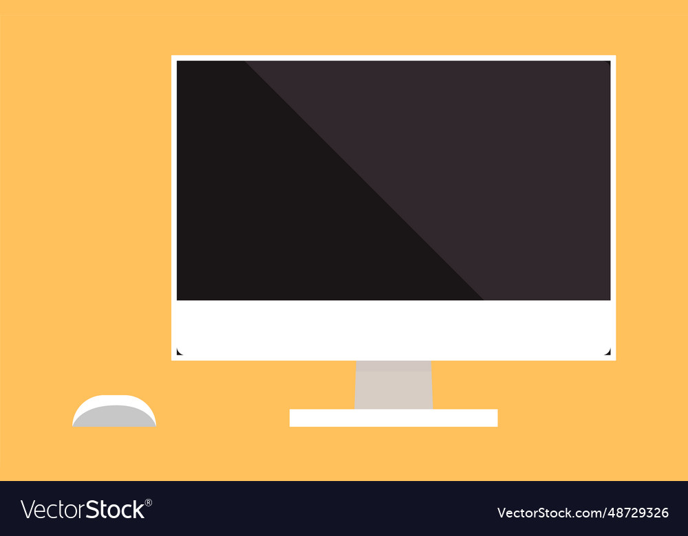 Desktop computer with widescreen display and mouse vector image Desktop computer with widescreen display and mouse
