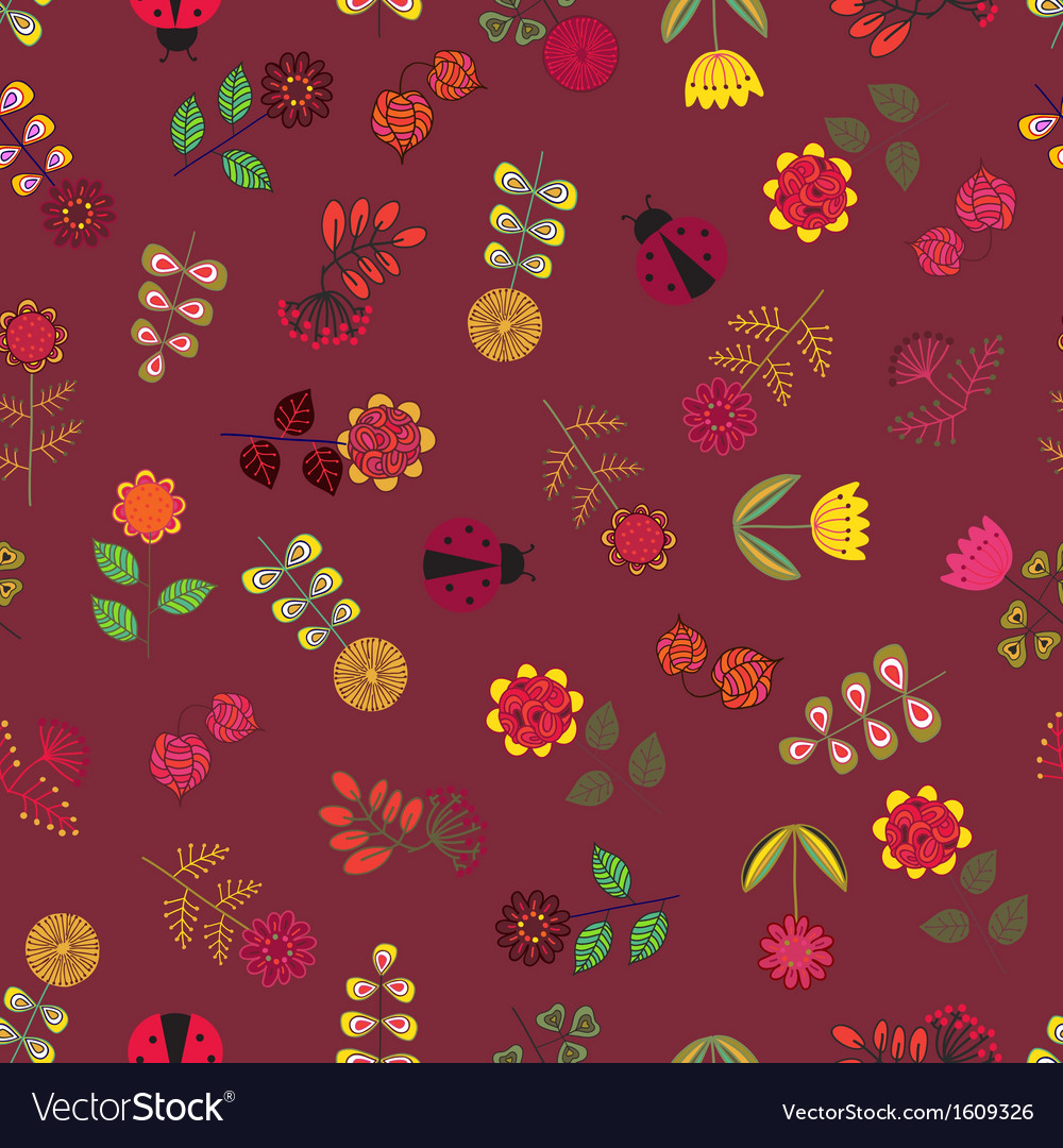 Floral Seamless Pattern - Red & Pink