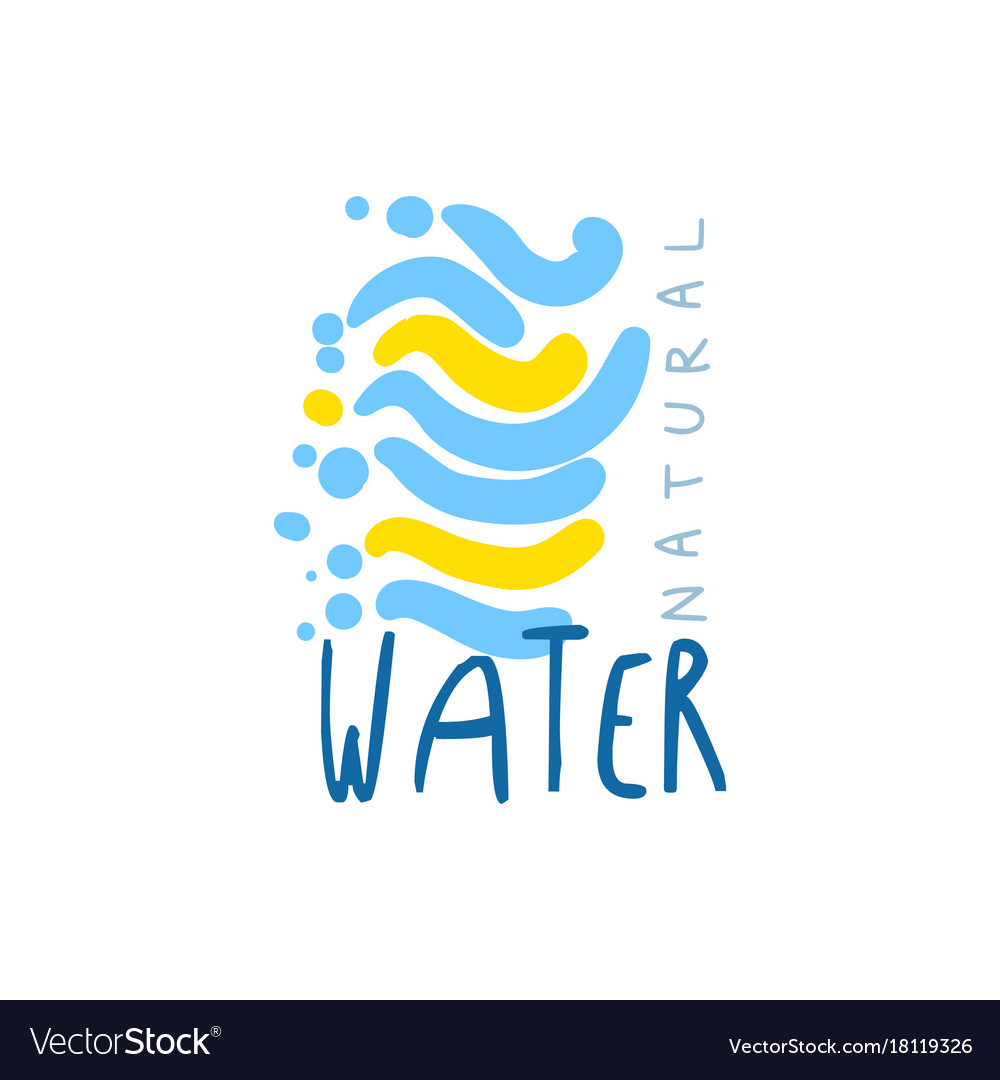 Hand drawn signs of pure water for logo or badge