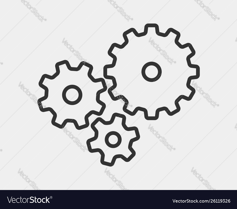 Metal gears and cogs gear icon flat design