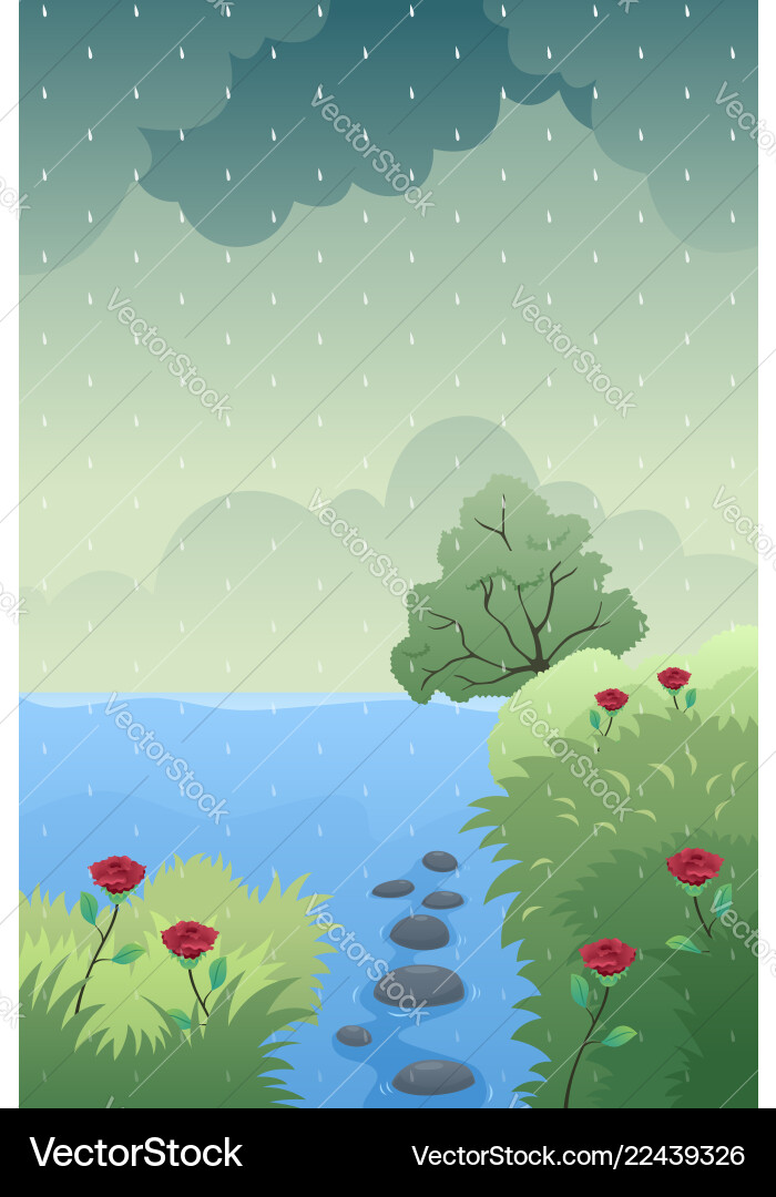 Rain causing flood Royalty Free Vector Image - VectorStock