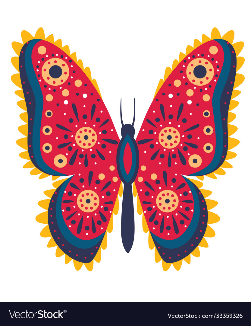 Red butterfly with abstract pattern isolated Vector Image Red butterfly with abstract pattern isolated