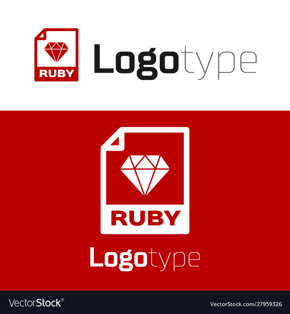 Red ruby file document download button icon