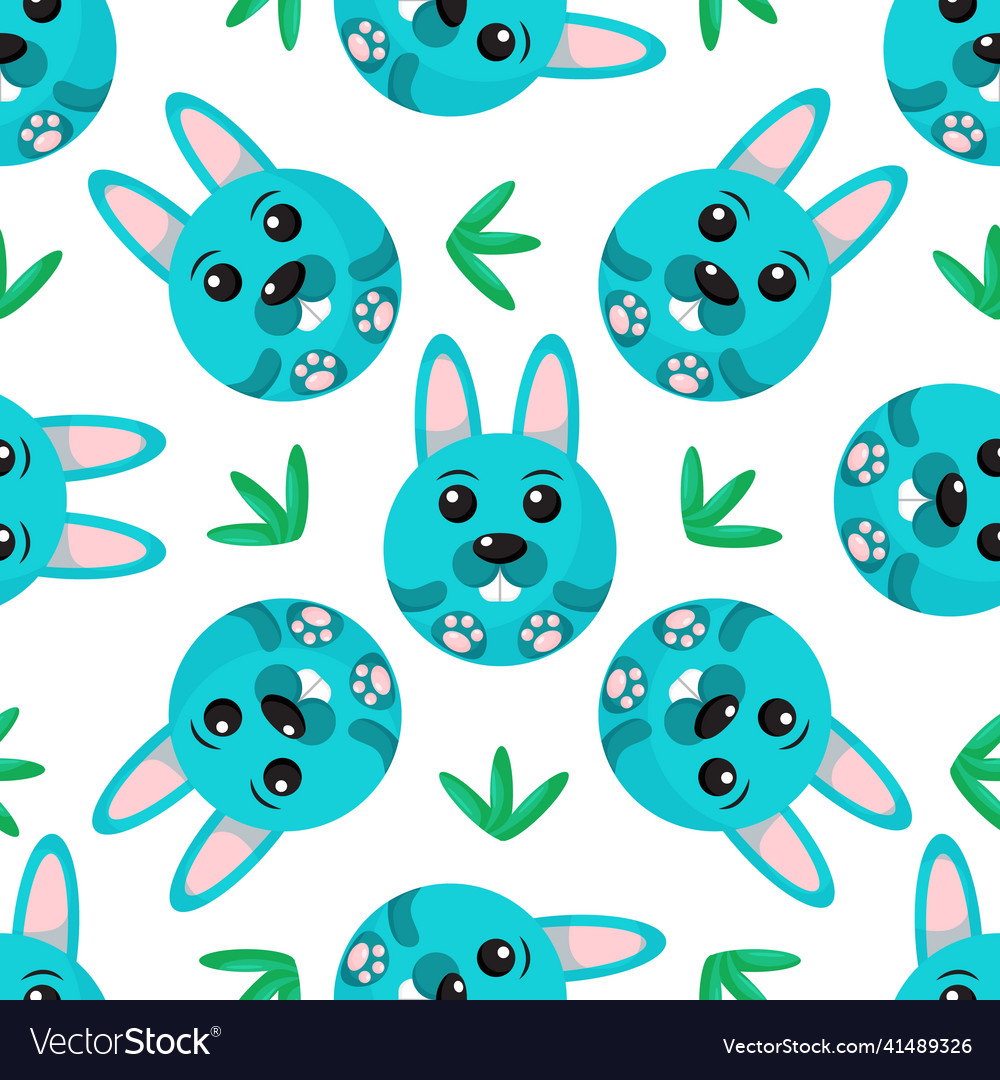 Round rabbits seamless pattern background