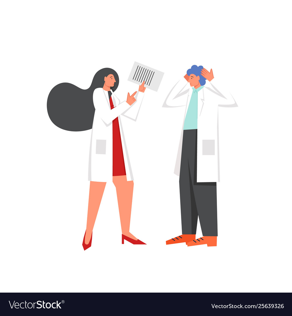 Two doctors discussion flat style design