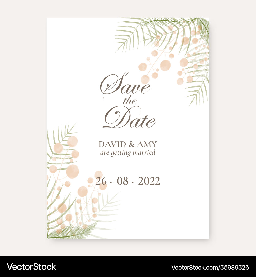 Watercolour floral save date design Royalty Free Vector