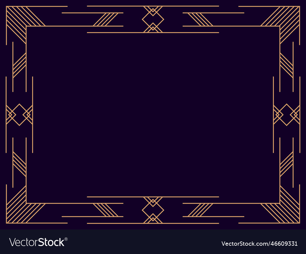 Art deco frame vintage linear border design Vector Image