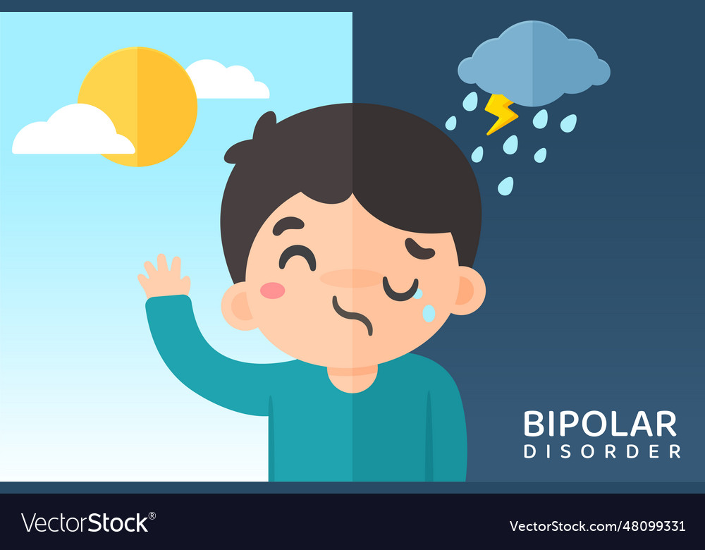 Bipolar cartoon men with mood swings due Vector Image