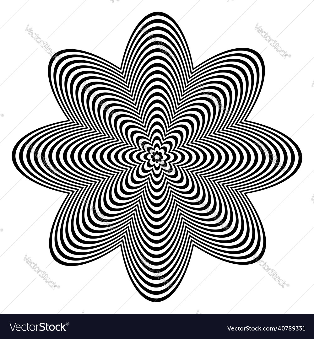 Circle striped lines op art pattern with 3d effect vector image Circle striped lines op art pattern with 3d effect