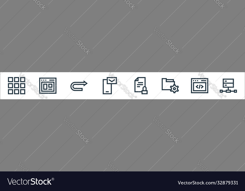 Development line icons linear set quality vector image Development line icons linear set quality