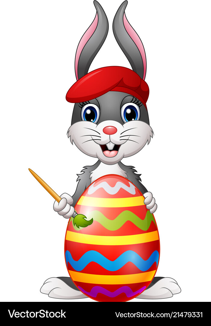 Easter bunny painting easter egg Royalty Free Vector Image
