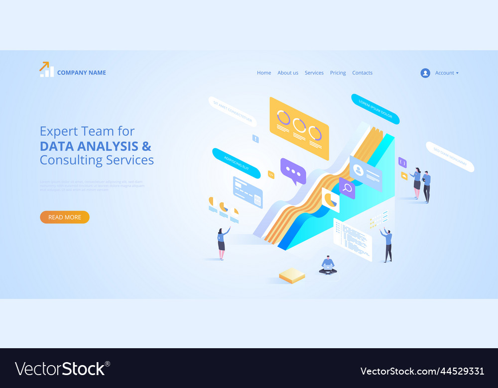 Expert team for data analysis consulting vector image Expert team for data analysis consulting
