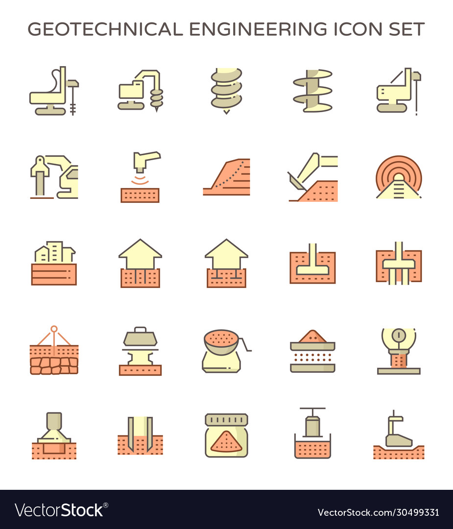 Geotechnical engineering and soil testing icon vector image Geotechnical engineering and soil testing icon