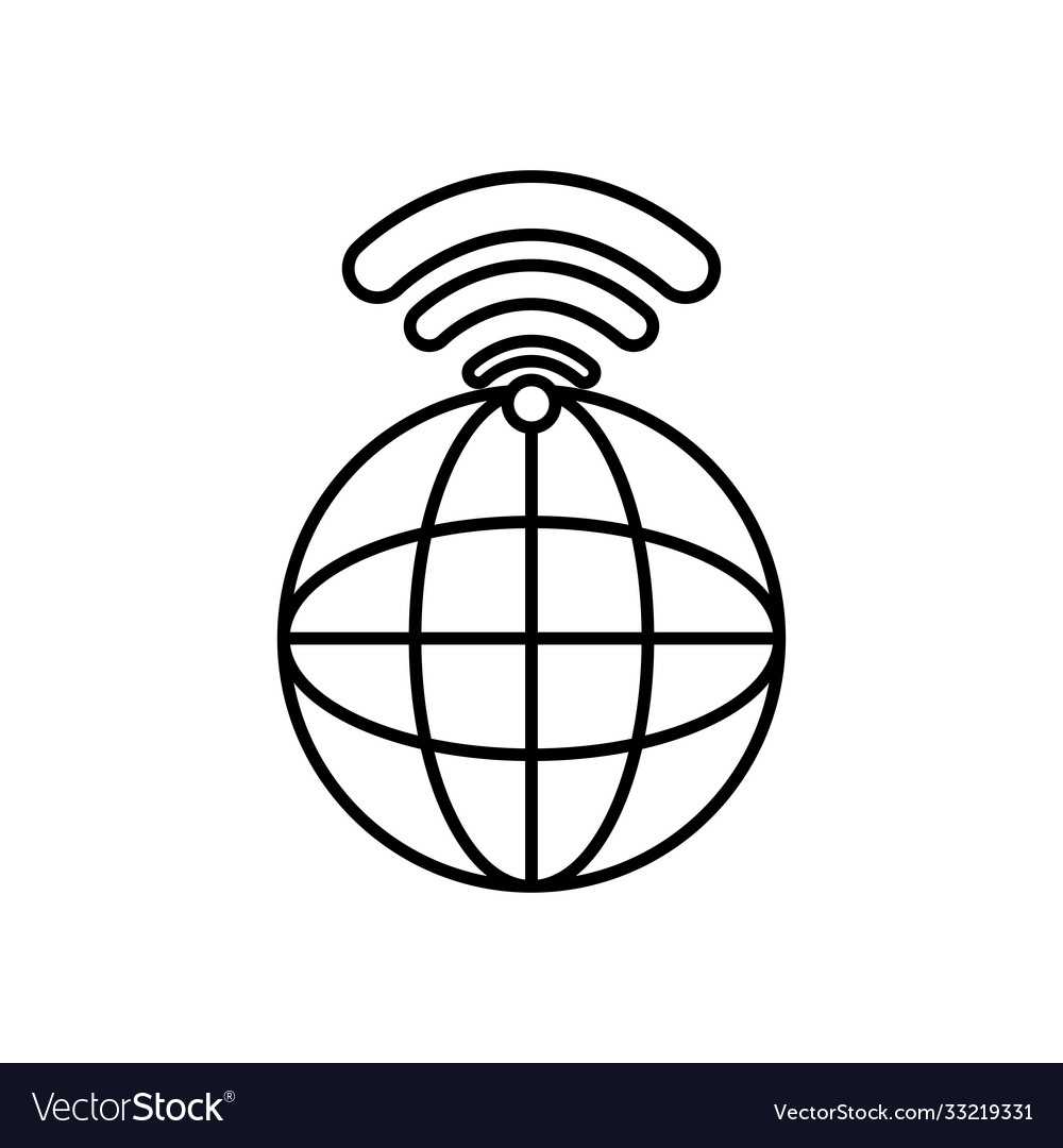 Global sphere with wifi signal icon line style Vector Image Global sphere with wifi signal icon line style