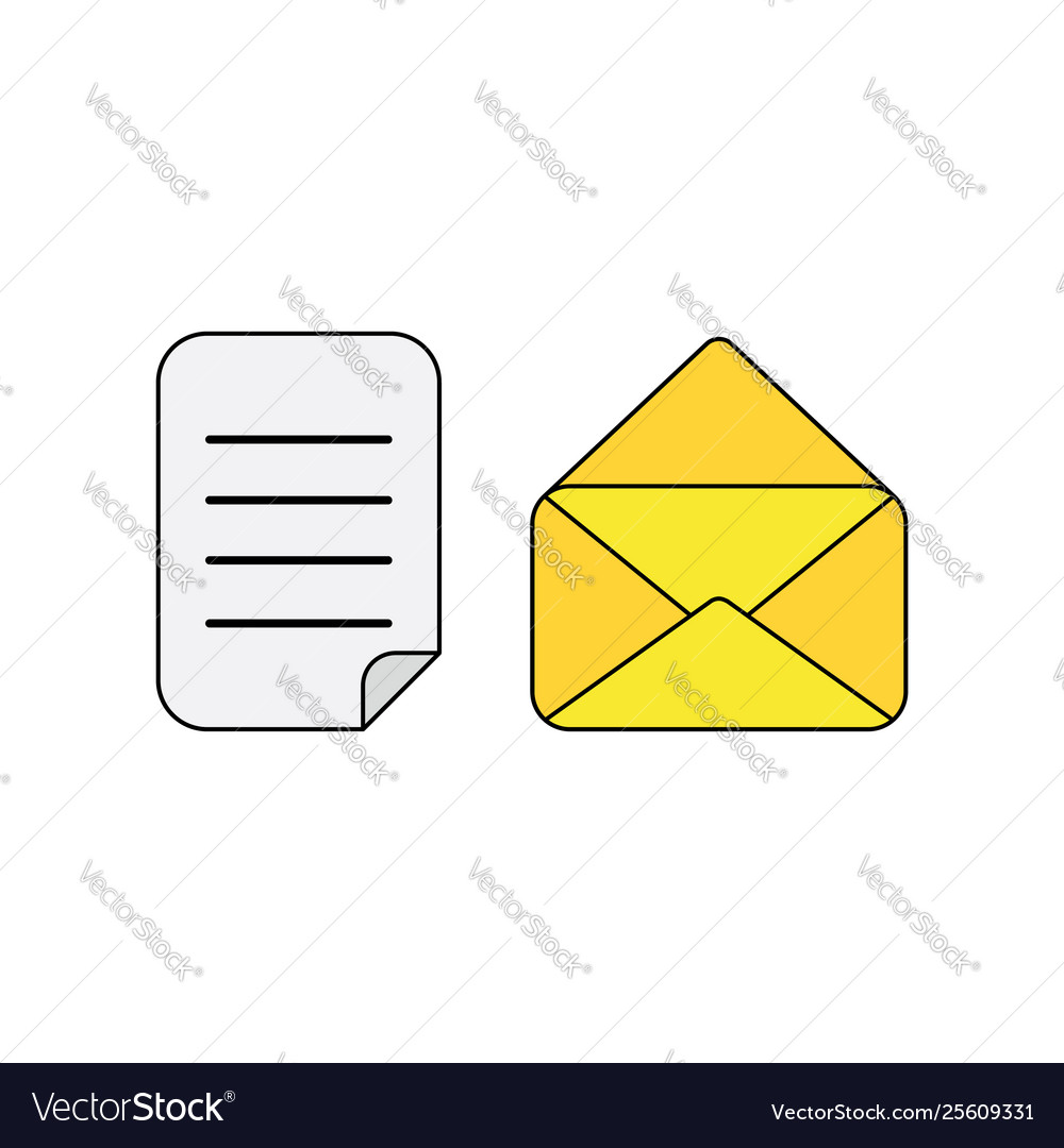 Icon concept written paper with opened envelope