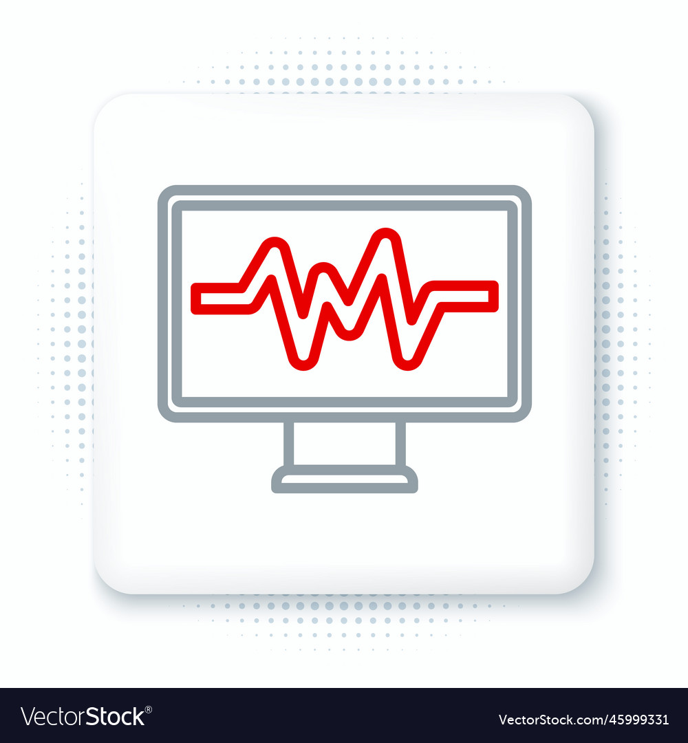 Line computer monitor with cardiogram icon vector image Line computer monitor with cardiogram icon