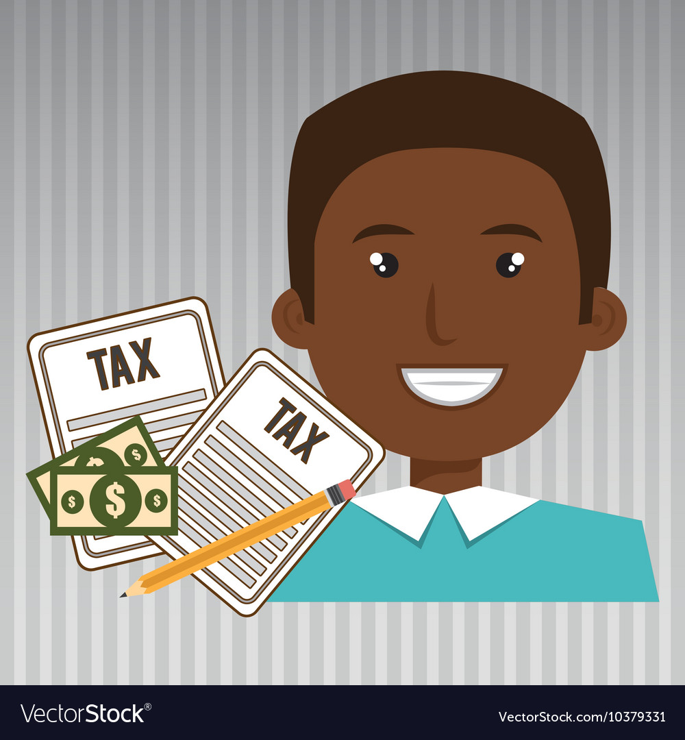 Man taxes bills pencil Royalty Free Vector Image