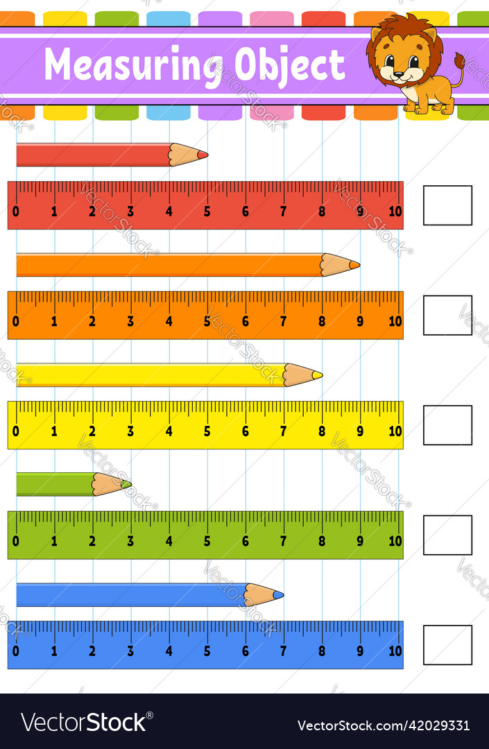 Measuring object with ruler education developing vector image Measuring object with ruler education developing