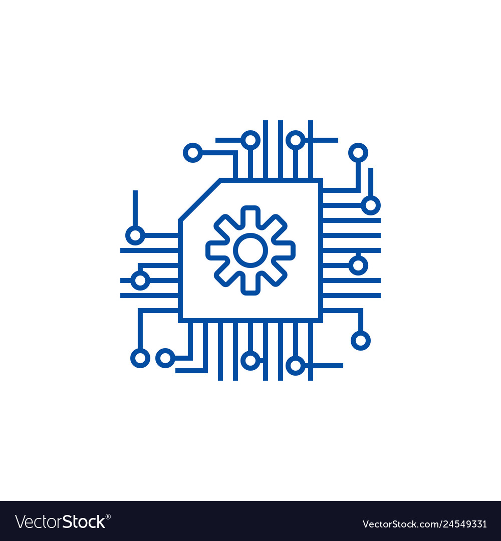Micro schemeaiartificial intelligence line icon vector image Micro schemeaiartificial intelligence line icon