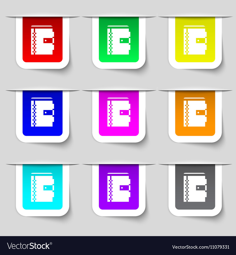 Notebook icon sign set of multicolored modern