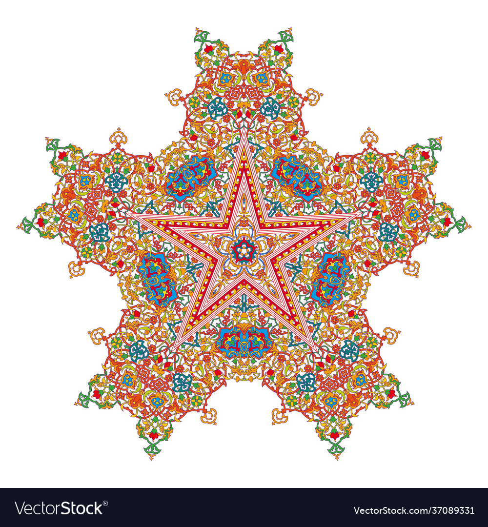 Pentagonal mandala five pointed design element eps vector image Pentagonal mandala five pointed design element eps