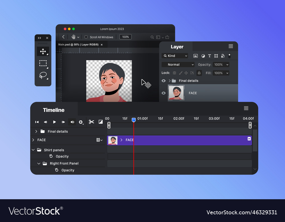 Raster graphics editor toolbar