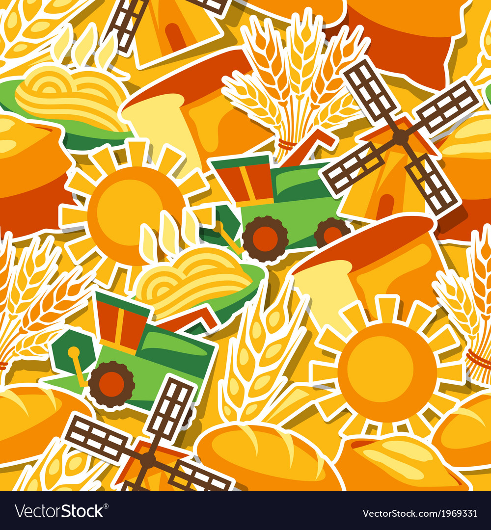 Seamless pattern with agricultural objects