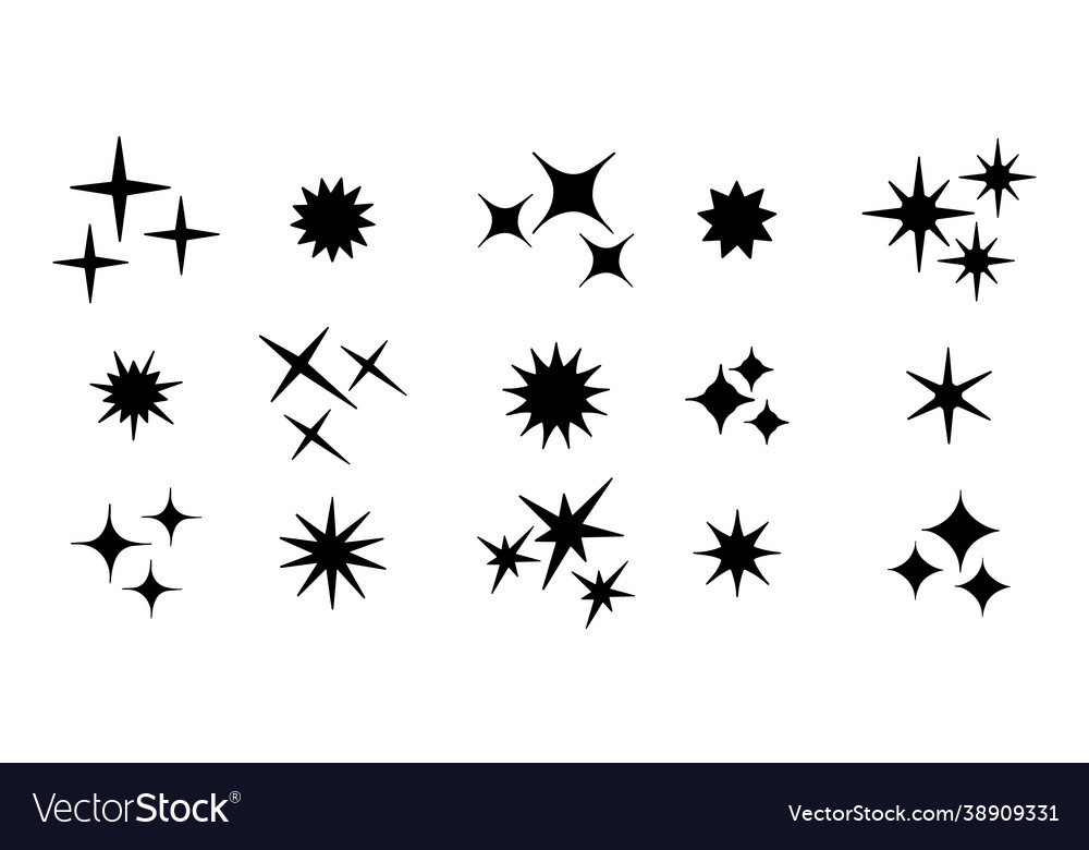 Set hand drawn sparkles symbols isolated Vector Image