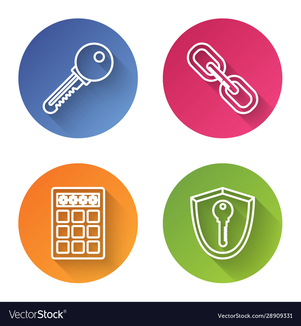 Set line key chain link password protection Vector Image Set line key chain link password protection