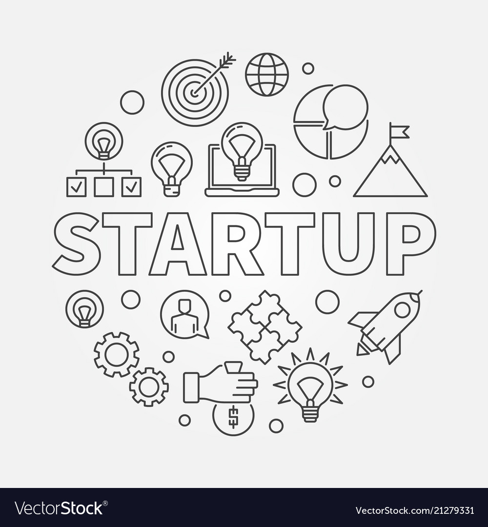 Startup round in thin line vector image Startup round in thin line