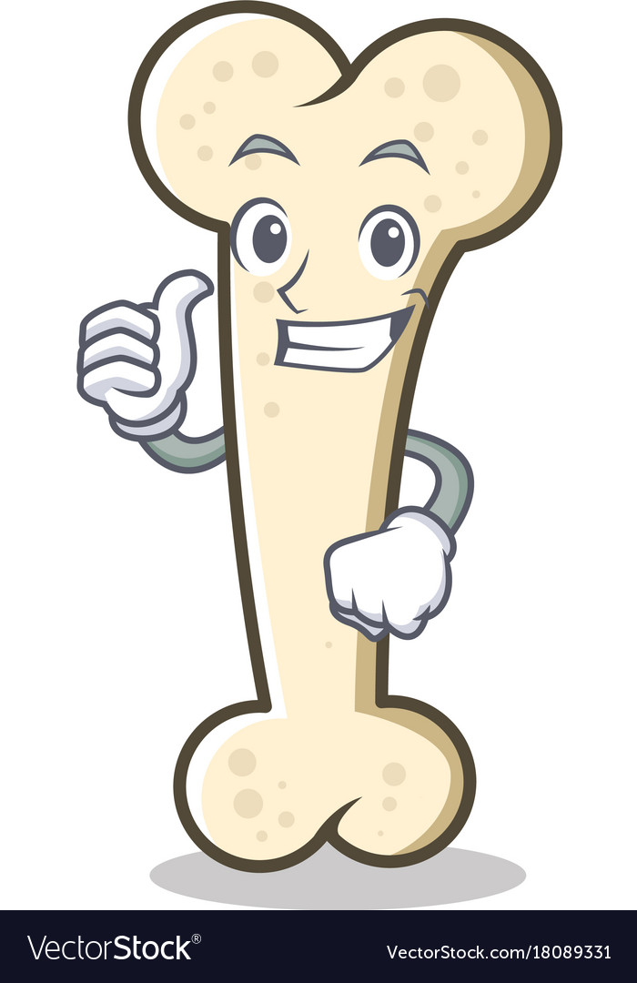 Thumbs up bone character cartoon mascot Royalty Free Vector