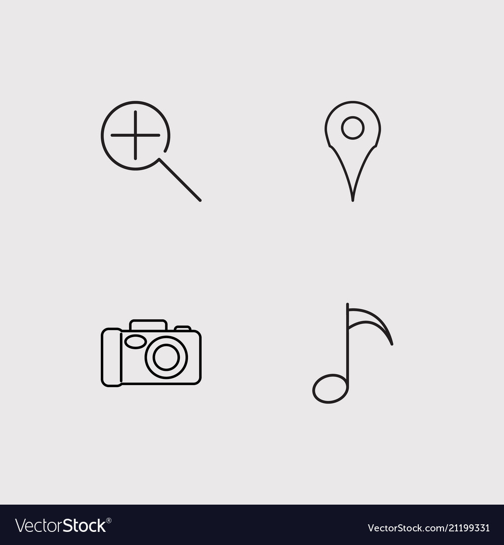 User interface simple linear icons set outlined