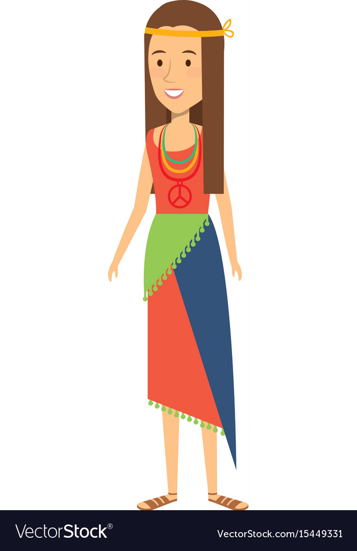 Woman with headband character hippy lifestyle Vector Image